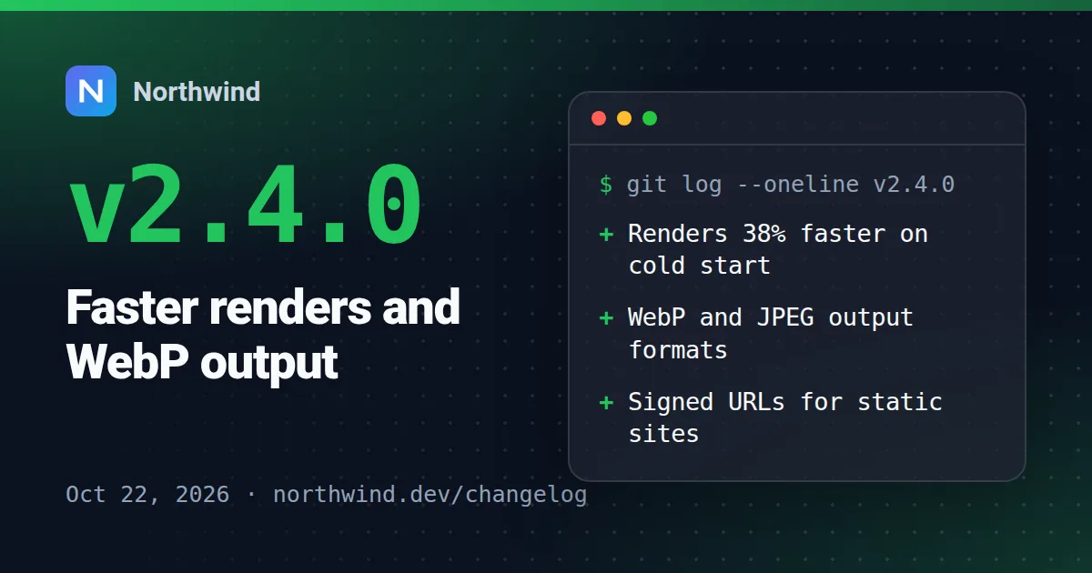 Changelog / release Open Graph image template rendered by Shareglint