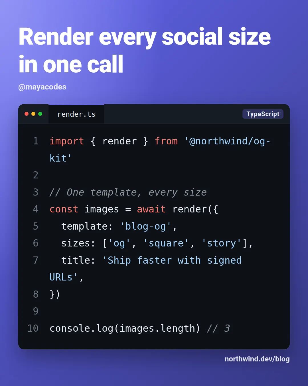 Code snippet template at portrait size (1080×1350)