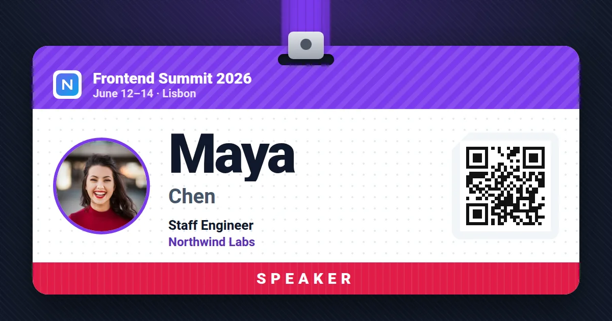 Event badge Open Graph image template rendered by Shareglint