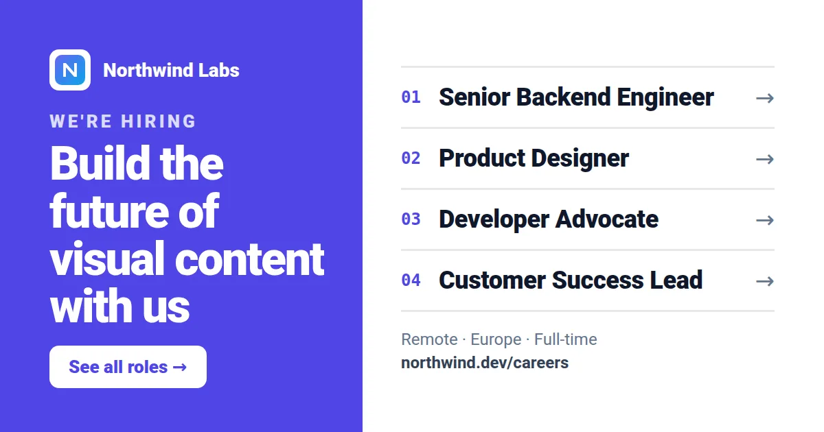 We're hiring (several roles) Open Graph image template rendered by Shareglint