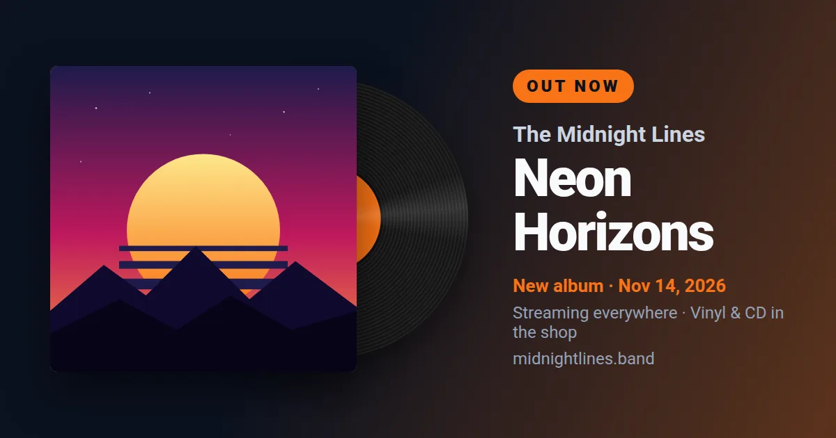 Music release Open Graph image template rendered by Shareglint