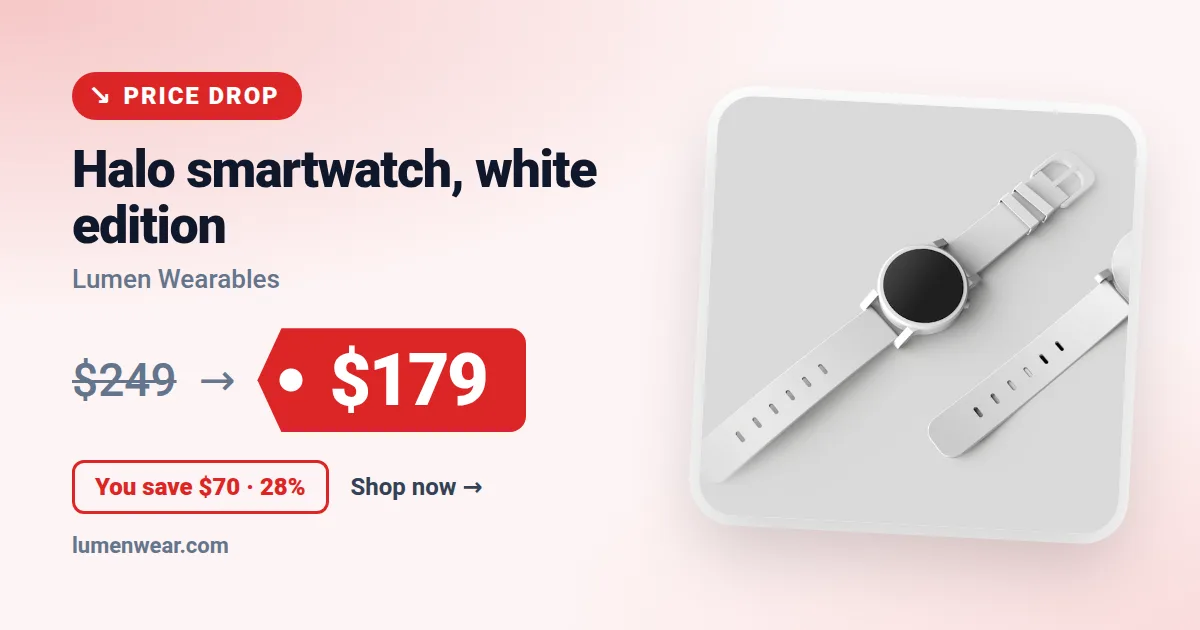 Price drop Open Graph image template rendered by Shareglint