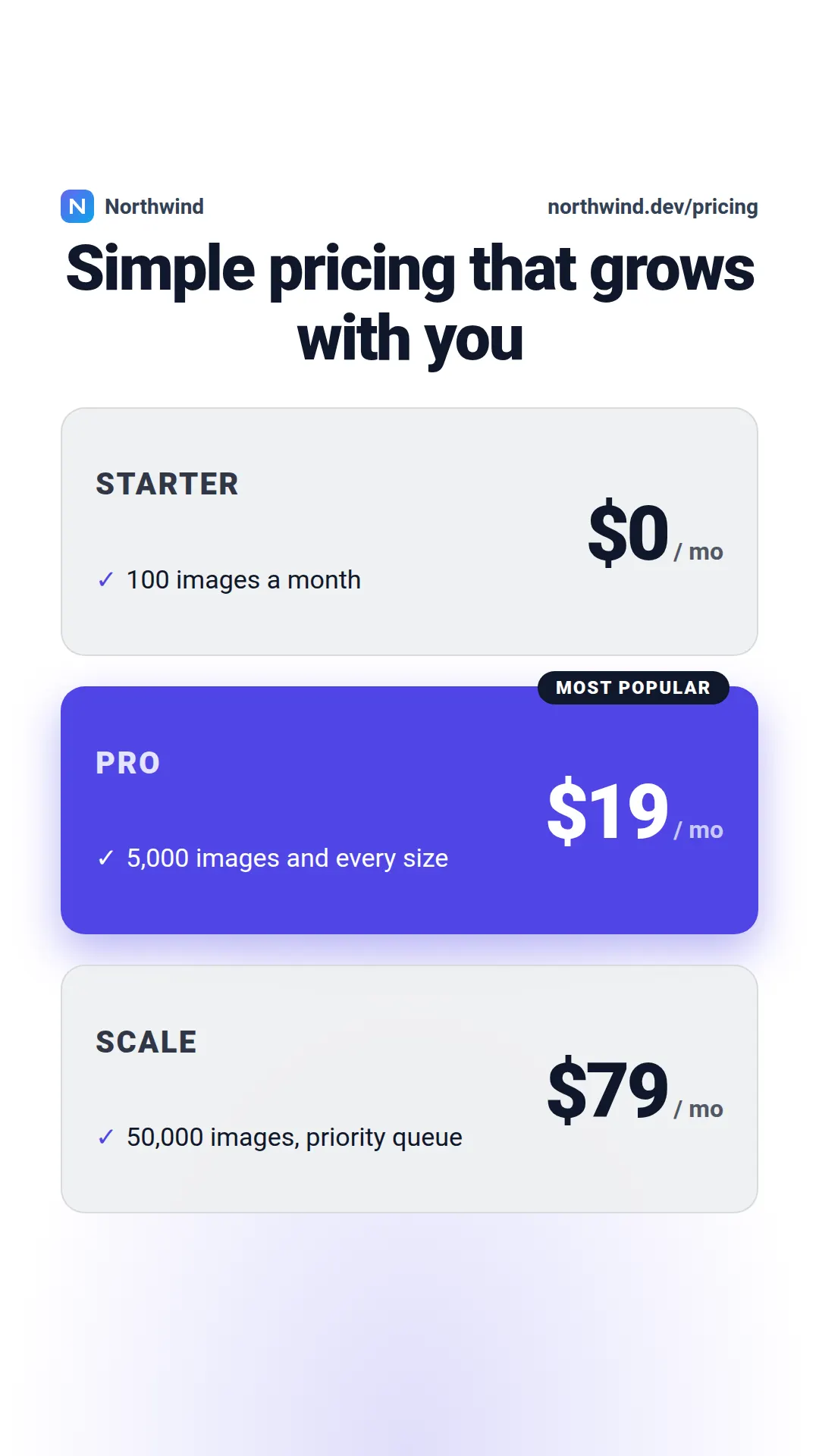 Pricing plans template at story size (1080×1920)