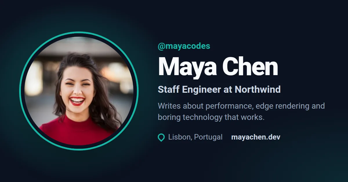 Profile / author card Open Graph image template rendered by Shareglint