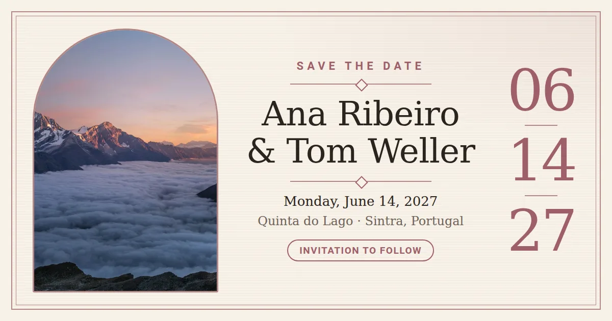 Save the date Open Graph image template rendered by Shareglint