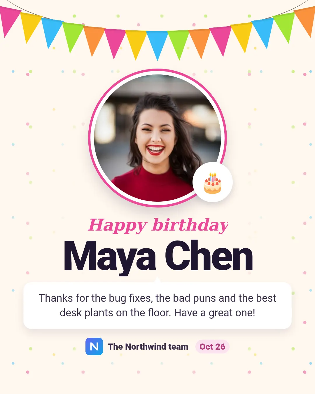 Birthday celebration template at portrait size (1080×1350)