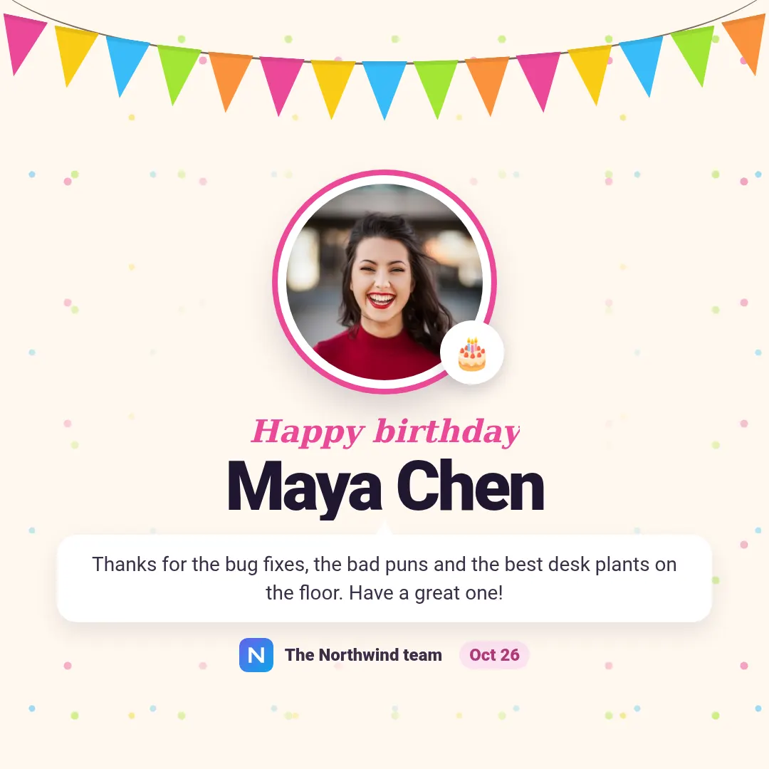 Birthday celebration template at square size (1080×1080)