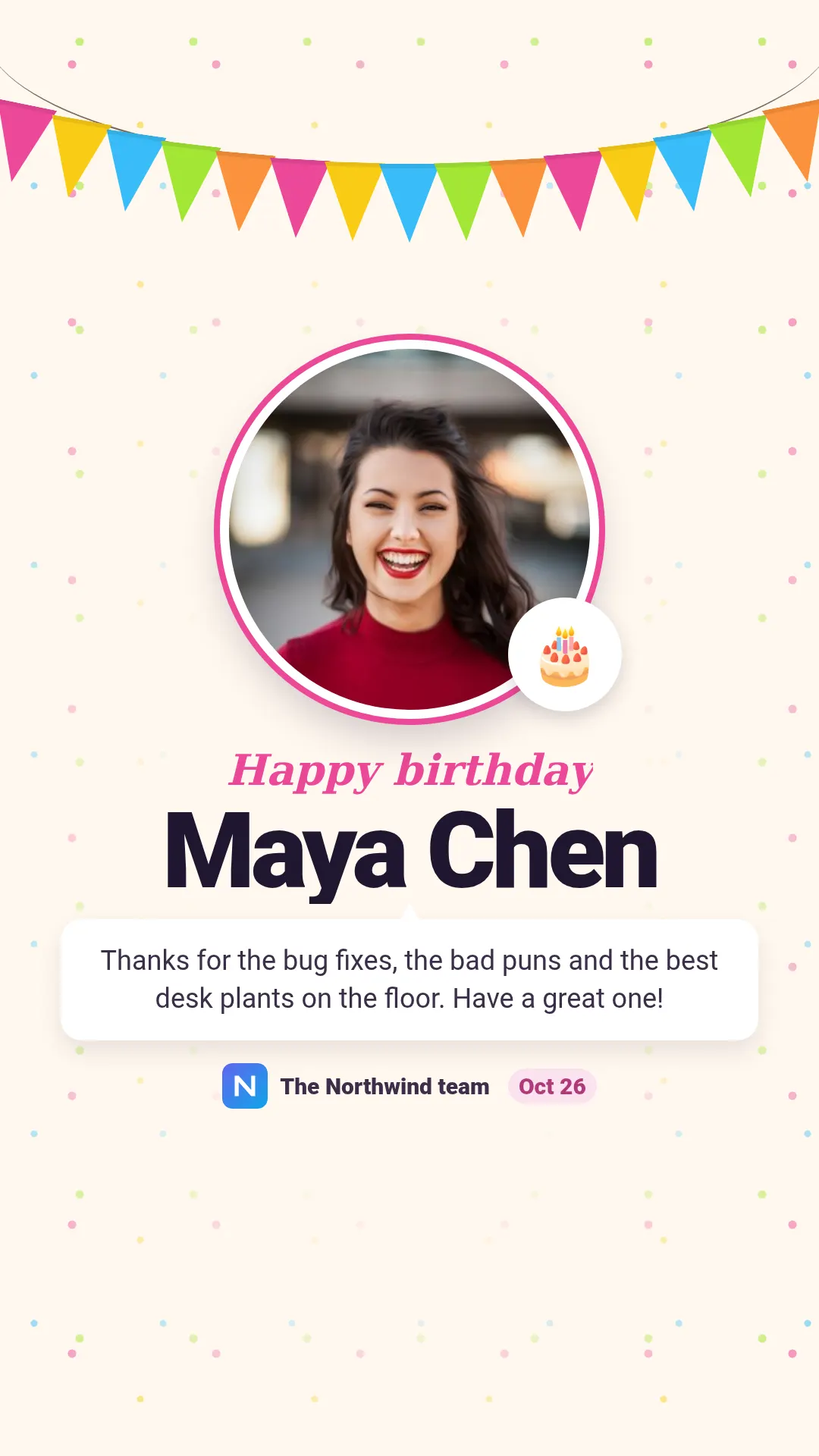 Birthday celebration template at story size (1080×1920)