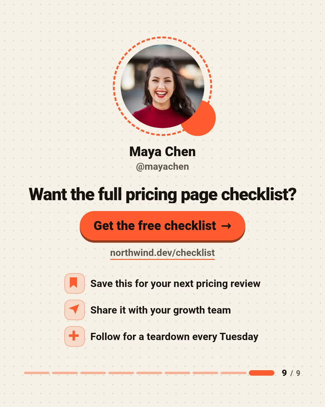 Carousel end slide template at portrait size (1080×1350)