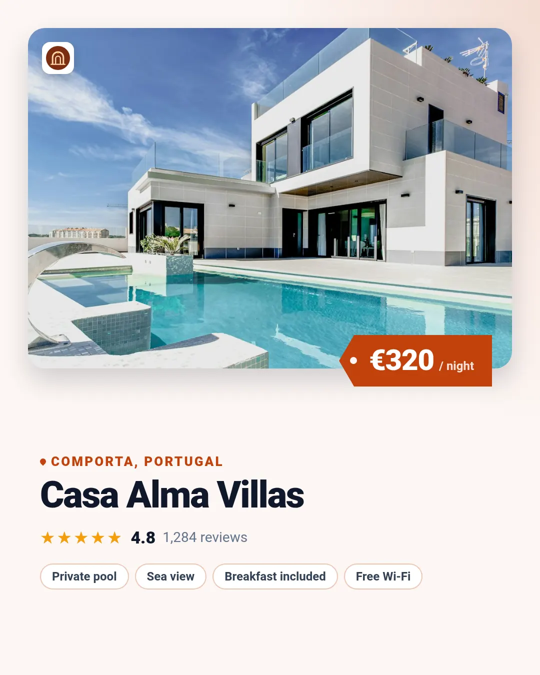 Hotel card template at portrait size (1080×1350)