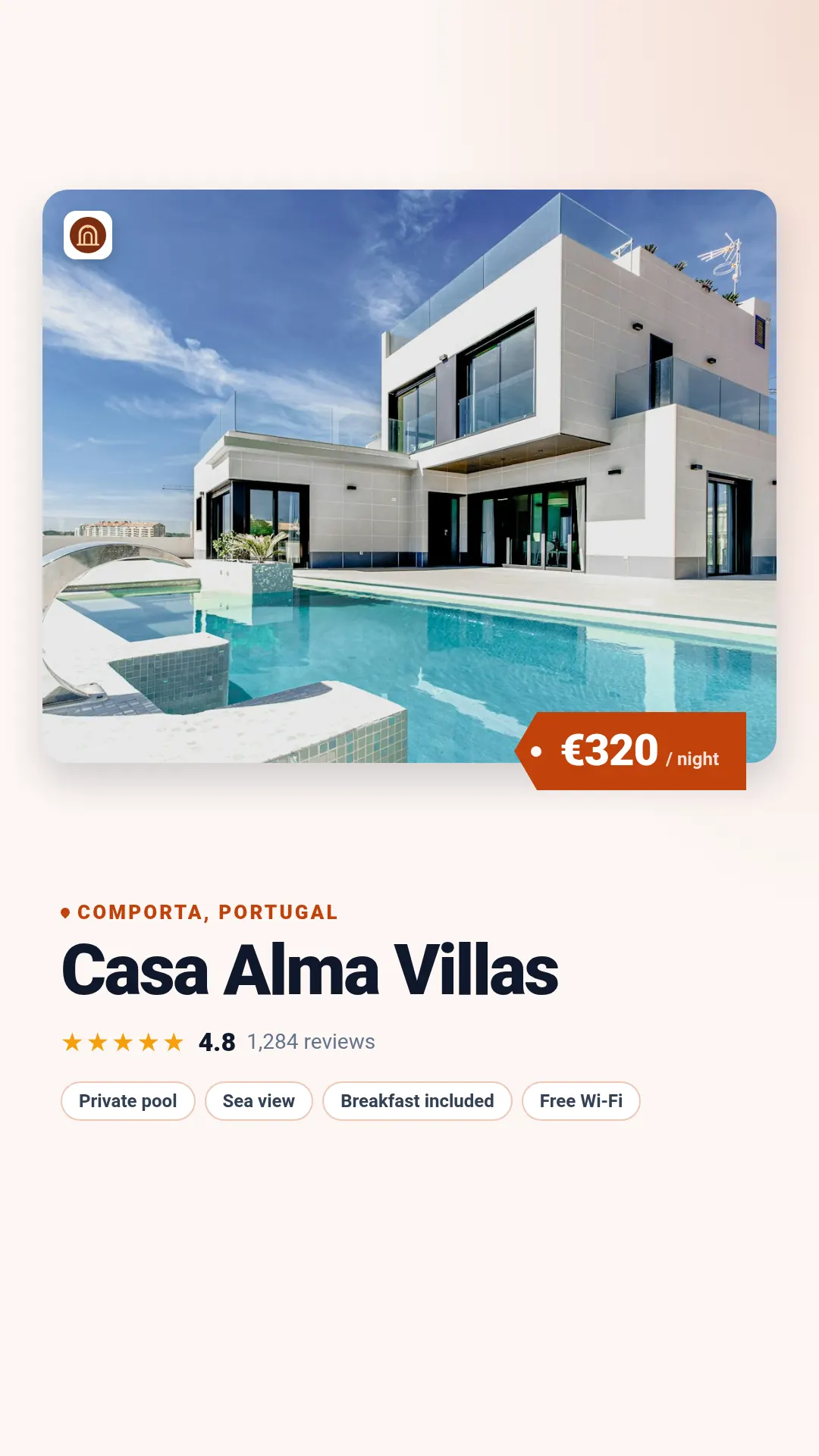 Hotel card template at story size (1080×1920)
