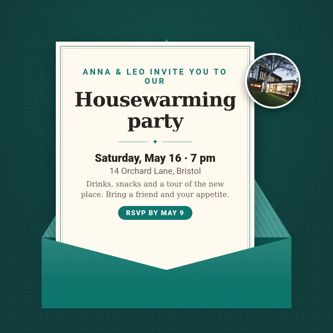 Invitation template at square size (1080×1080)