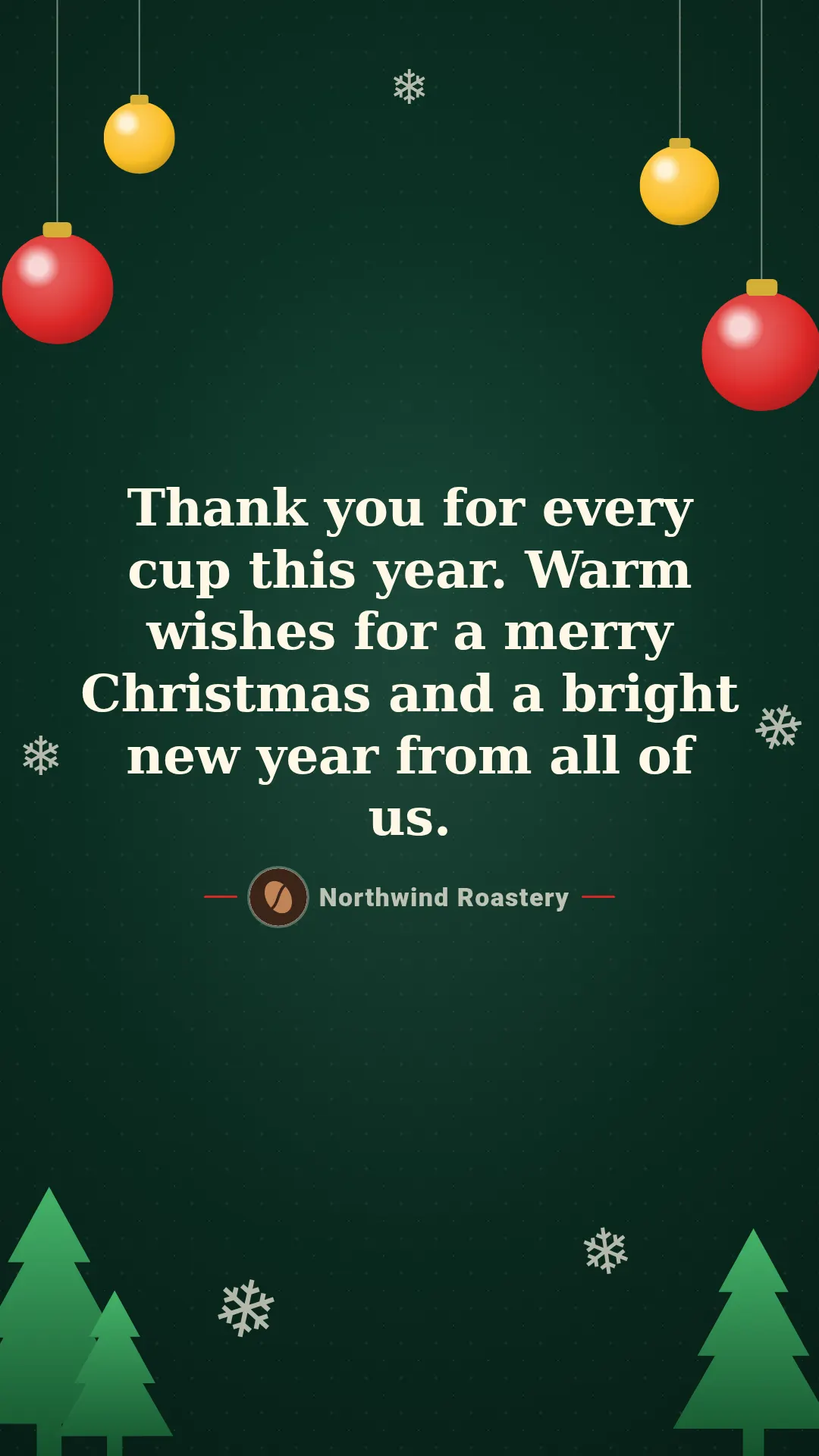 Seasonal greeting template at story size (1080×1920)
