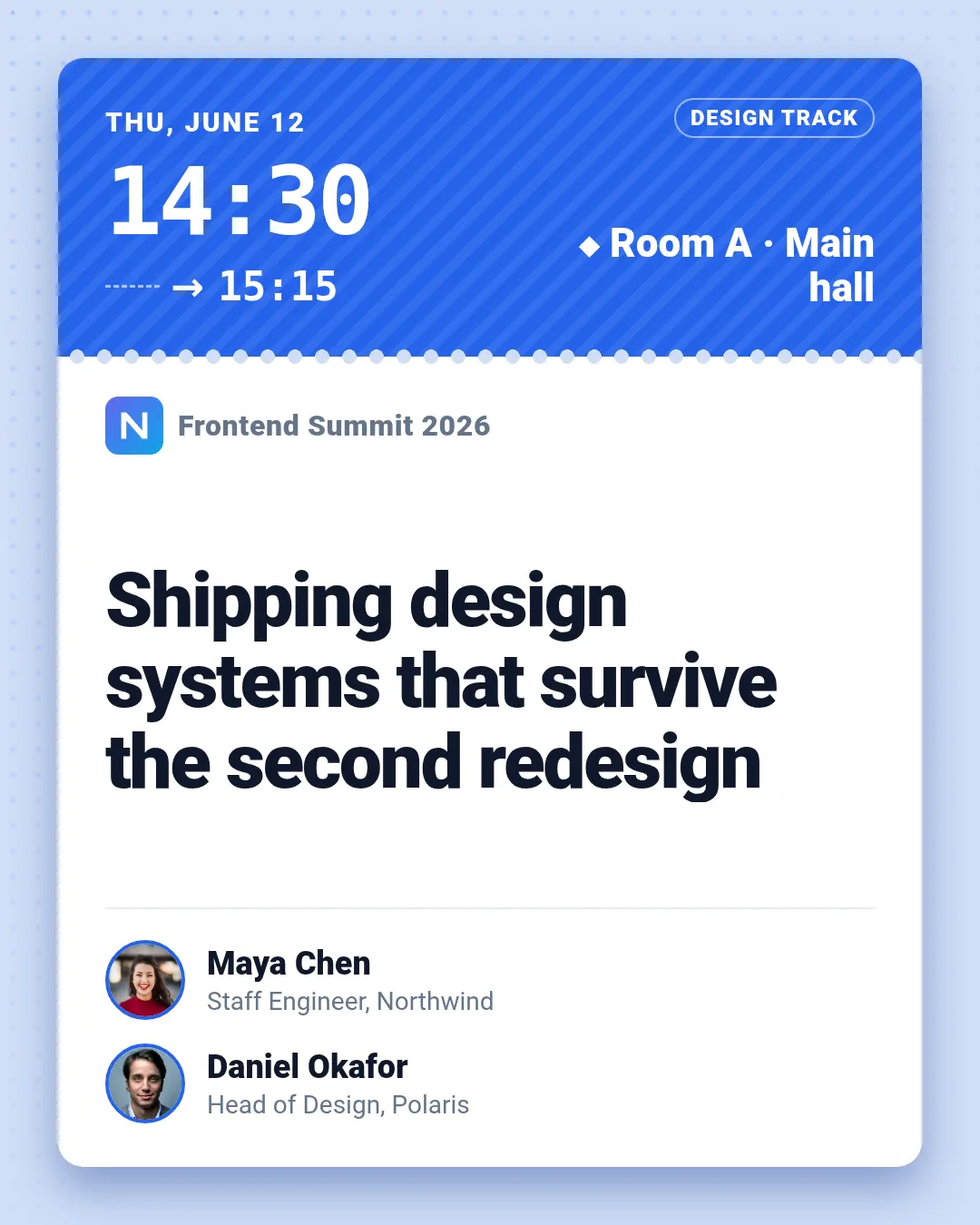 Session card template at portrait size (1080×1350)